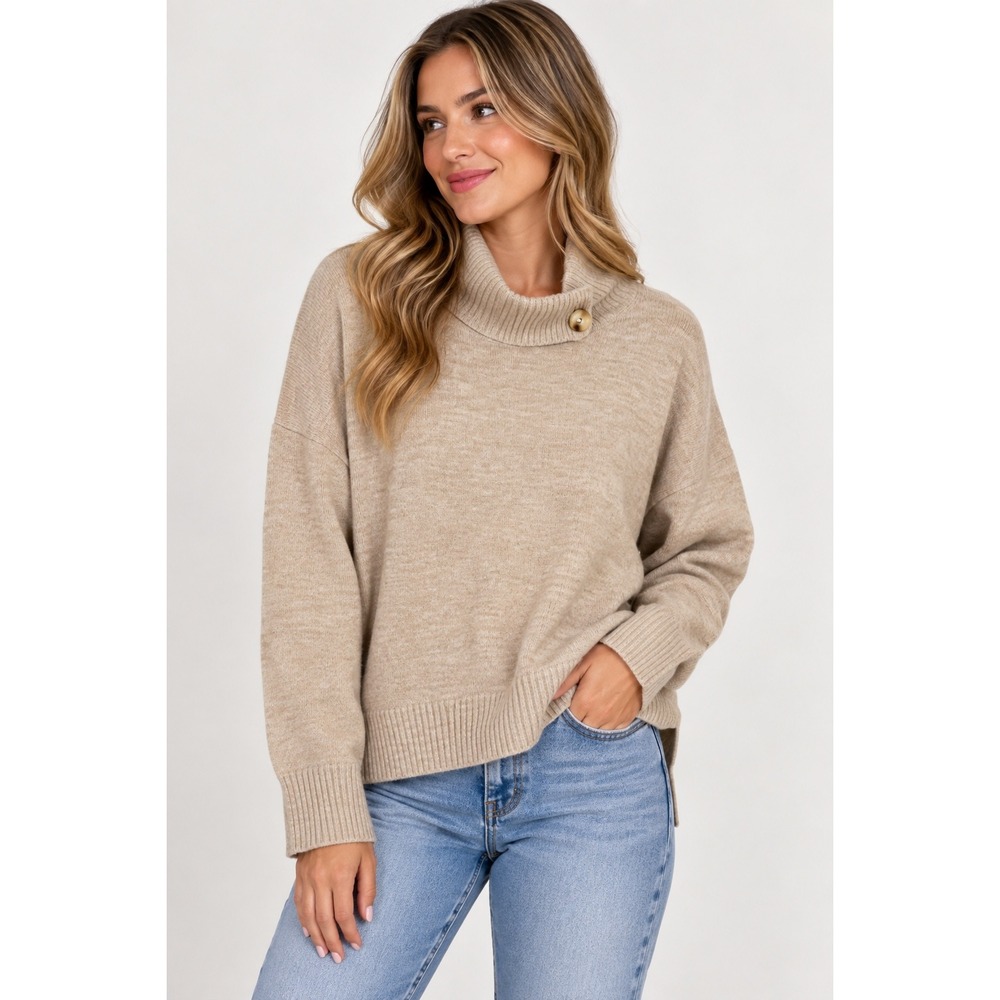 Suncoo Paris Cream Turtleneck Wool Alpaca Blend Sweater Womens T2 US Medium